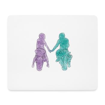 Motorradfahrer Paar - Mousepad (Querformat) - Weiß - Vorne