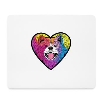 Chow Chow Chien Coeur Amour - Tapis de souris (format paysage) - blanc - Devant