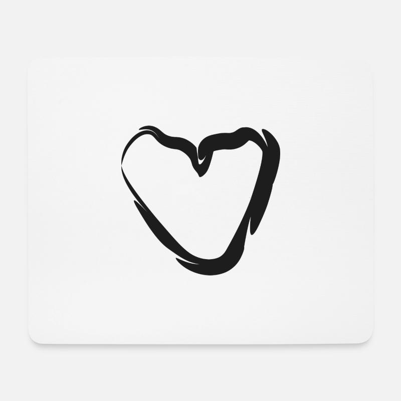 Handgezeichnetes Herz-Motiv - Mousepad (Querformat) - Weiß