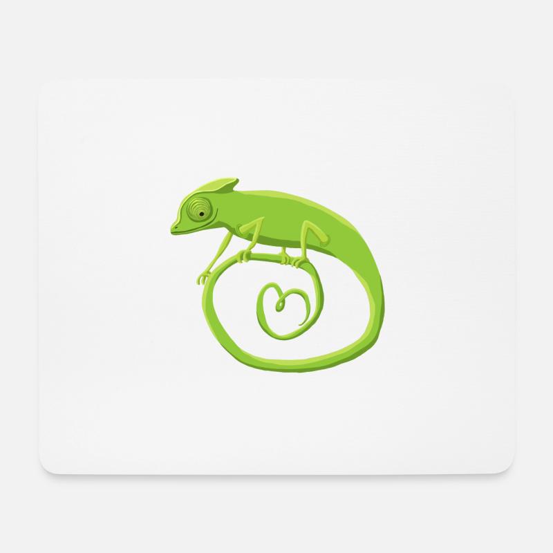 Chamäleonkringel mit Herz - Mousepad (Querformat) - Weiß