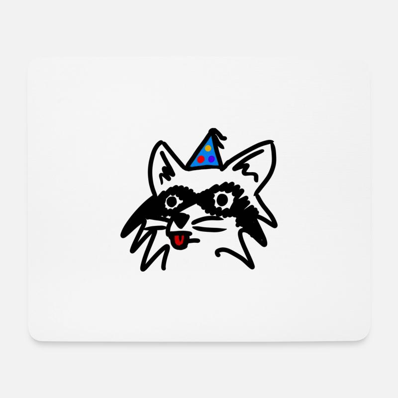 Rassige Waschbär-Geburtstagsfeier - Mousepad (Querformat) - Weiß