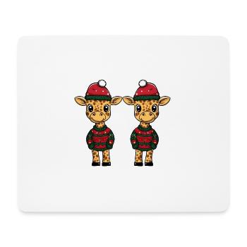 Giraffe Weihnachten Team - Mousepad (Querformat) - Weiß - Vorne