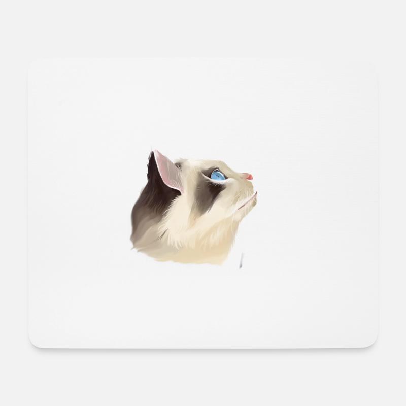 Hochschauende Katze - Mousepad (Querformat) - Weiß