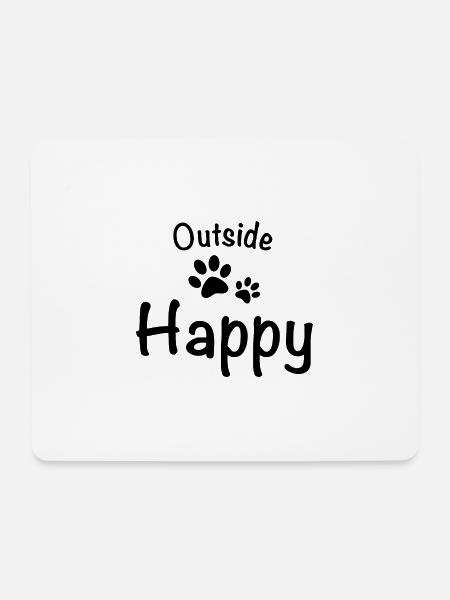 Outside dog happy Hund gassi gehen - Mousepad (Querformat) - Weiß