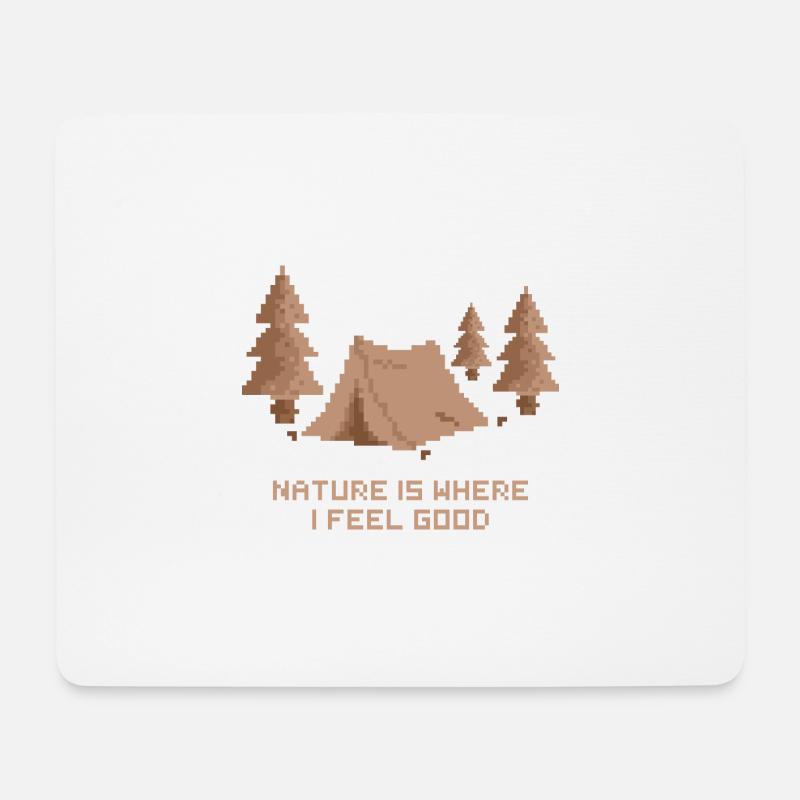 Die Natur ist der Ort, an dem ich mich wohlfühle - Camping Pixel Art - Mousepad (Querformat) - Weiß