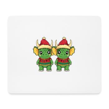 Dinosaurier triceratops Weihnachten Team - Mousepad (Querformat) - Weiß - Vorne