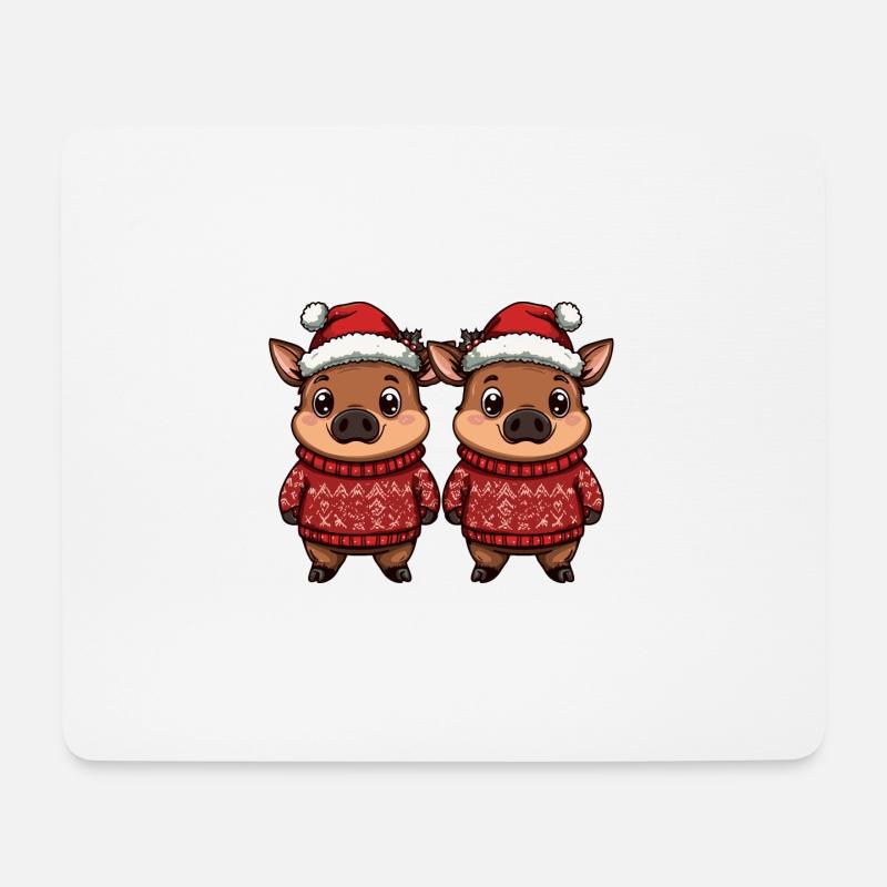 Schwein Weihnachten Team Wildschwein - Mousepad (Querformat) - Weiß