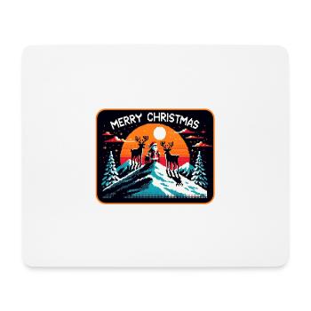 Weihnachtsmann mit Rentieren auf Bergspitze - Mousepad (Querformat) - Weiß - Vorne
