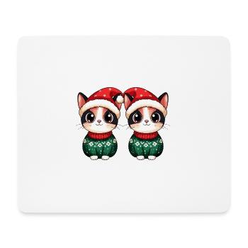 Équipe de Noël des chats - Tapis de souris (format paysage) - blanc - Devant