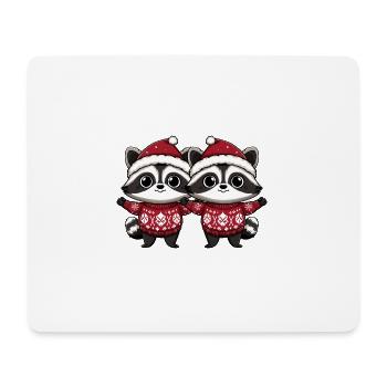 Raccoon Christmas Team - Mouse Pad (horizontal) - white - Front
