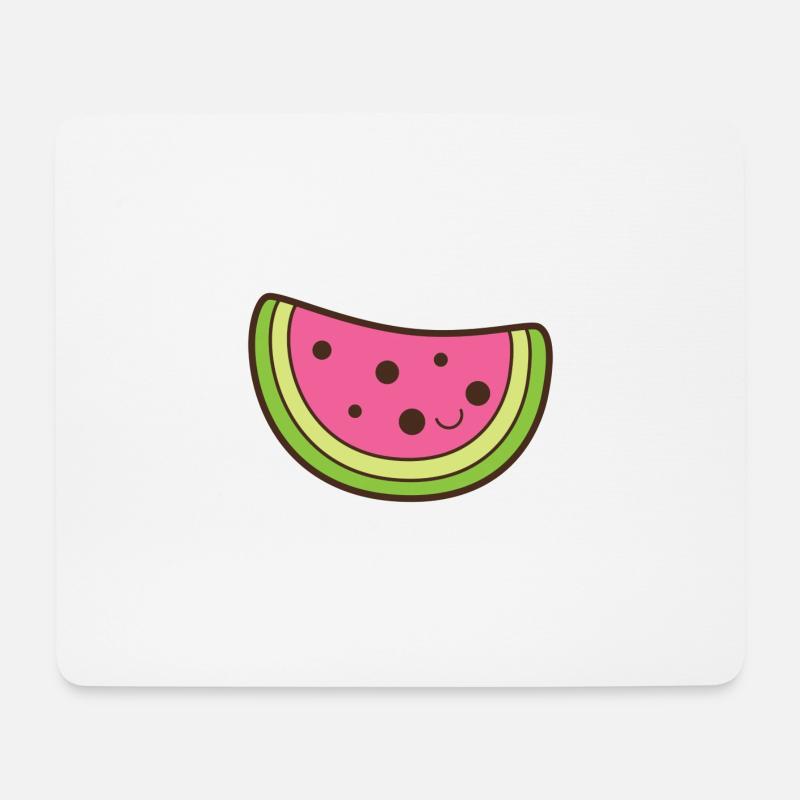 Niedliche Wassermelone Smile Kawaii - Mousepad (Querformat) - Weiß
