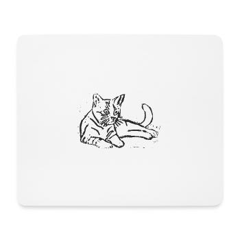 Elegant sketch print with cat - Mouse Pad (horizontal) - white - Front