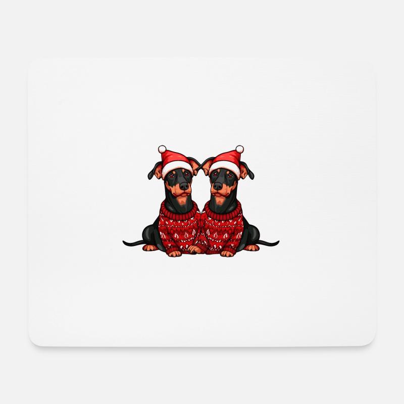 Dobermann Hund Weihnachten Team - Mousepad (Querformat) - Weiß