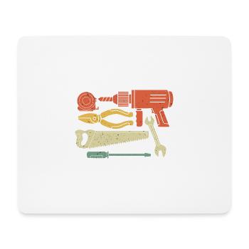 Chantier de construction outil marteau bricoleur vintage - Tapis de souris (format paysage) - blanc - Devant