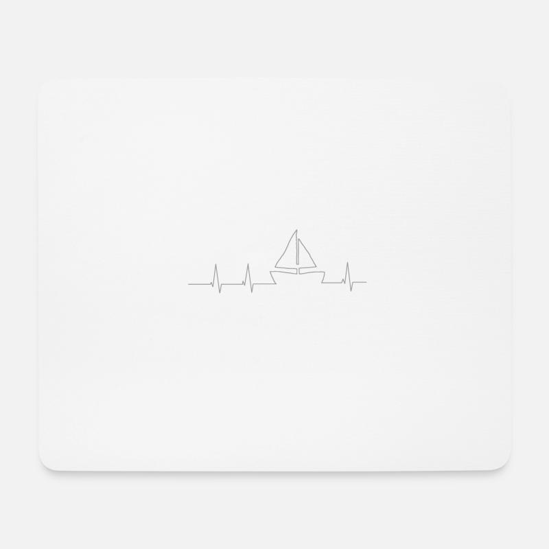 Herzschlag Segelboot - Mousepad (Querformat) - Weiß