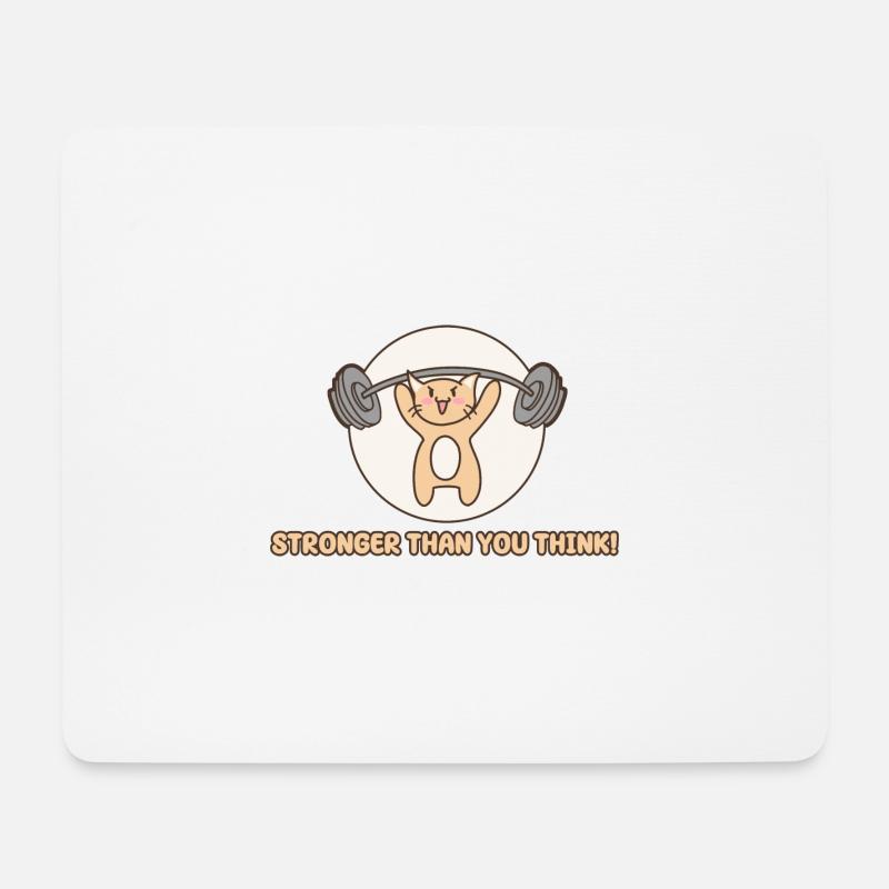 Stärker als du denkst! Motivierende Katze - Mousepad (Querformat) - Weiß