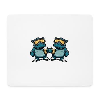 Nilpferd Ski Team Bier - Mousepad (Querformat) - Weiß - Vorne