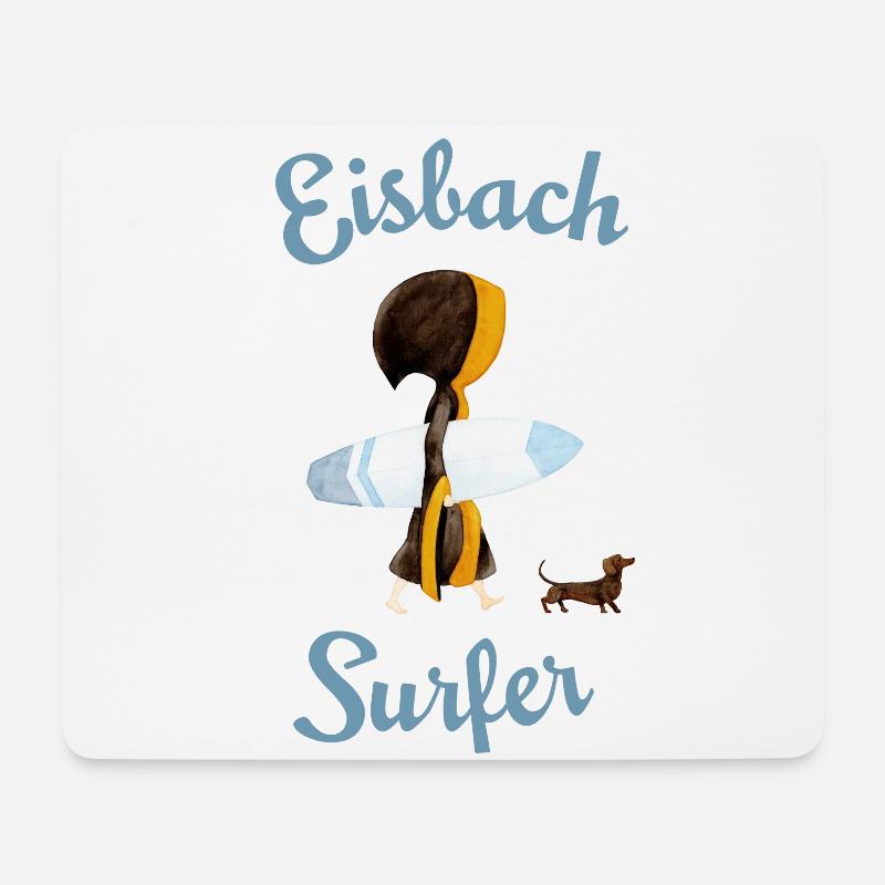 Münchner Kindl mit Surfbrett und Dackel - Mousepad (Querformat) - Weiß