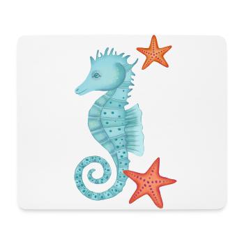 Seepferdchen mit Seesternen - Mousepad (Querformat) - Weiß - Vorne