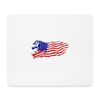 USA Fahne Flage mit Pferd - Mousepad (Querformat) - Weiß - Vorne
