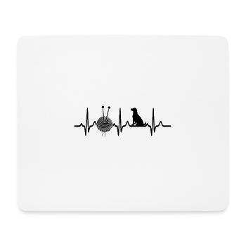 Knitting Dogs Heartbeat - Mouse Pad (horizontal) - white - Front