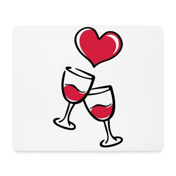 Red wine wine glass heart love - Mouse Pad (horizontal) - white - Front