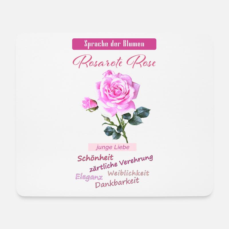 rosarote Rose, Blumensprache - Mousepad (Querformat) - Weiß