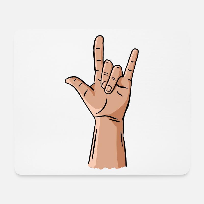 Teufelshörner / Rock'n'Roll / Metall Handgeste - Mousepad (Querformat) - Weiß