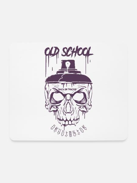 Totenkopf Punk Kunst Retro - Mousepad (Querformat) - Weiß