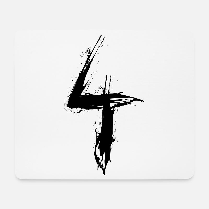 Nummer 4 Zahl vier 4. Geburtstag Vektor Schwarz - Mousepad (Querformat) - Weiß