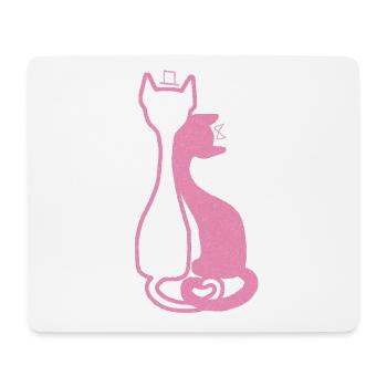 Elegant Cat Couple – Pink - Mousepad (Querformat) - Weiß - Vorne