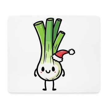 Kawaii leek with santa hat - Mouse Pad (horizontal) - white - Front