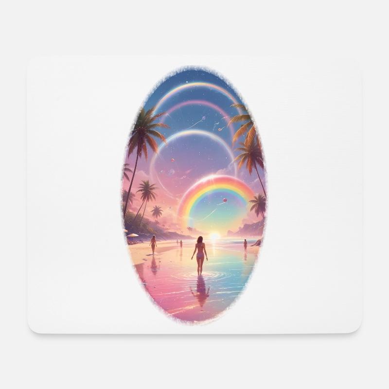 Pastellstrand Regenbogen-Traum - Mousepad (Querformat) - Weiß