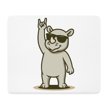 Cooles Nashorn Rockerbaby - Mousepad (Querformat) - Weiß - Vorne