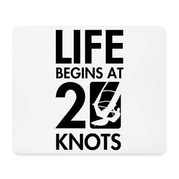 Windsurfen, das Leben beginnt bei 20knt - Mousepad (Querformat) - Weiß - Vorne