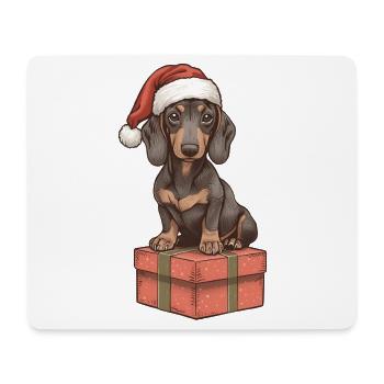 Christmas Dachshund with Gift – Sweet Xmas Motif - Mouse Pad (horizontal) - white - Front