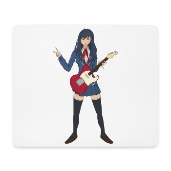 Anime Guitar Girl Waifu Cute Kawaii Musician - Mouse Pad (horizontal) - white - Front