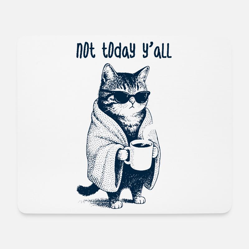Müde Katze - Not Today Y'all - Mousepad (Querformat) - Weiß