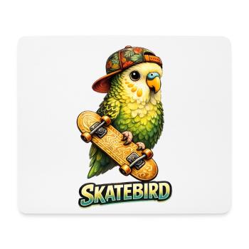 Skatebird – Tropischer Papagei mit Skateboard & Ca - Mousepad (Querformat) - Weiß - Vorne