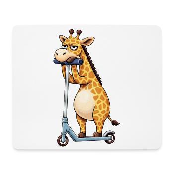Girafe mignonne seule Dessin animé ennuyeux de scooter - Tapis de souris (format paysage) - blanc - Devant