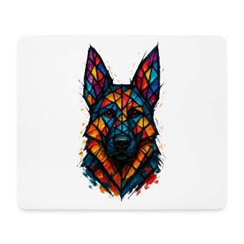 Deutscher Schäferhund Buntglaskunst - Mousepad (Querformat) - Weiß - Vorne