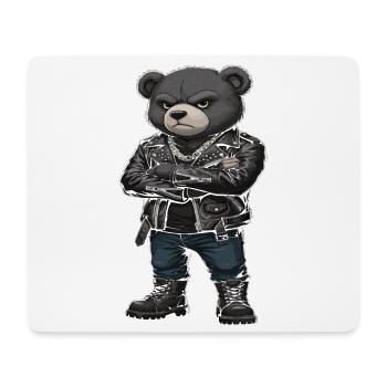 Rocker Bear, veste en cuir Biker - Tapis de souris (format paysage) - blanc - Devant