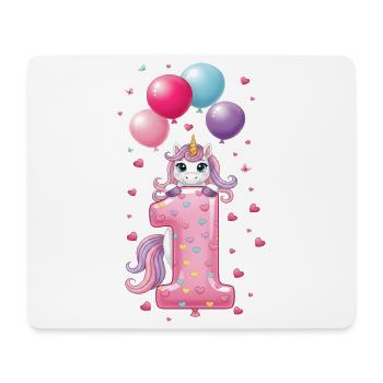 1 Year Girl Cute Unicorn 1st Birthday - Mouse Pad (horizontal) - white - Front