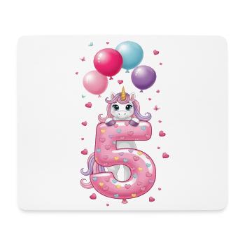 5 Years Girl Cute Unicorn 5th Birthday - Mouse Pad (horizontal) - white - Front