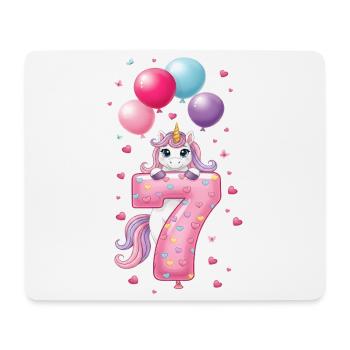 7 Years Girl Cute Unicorn 7th Birthday - Mouse Pad (horizontal) - white - Front