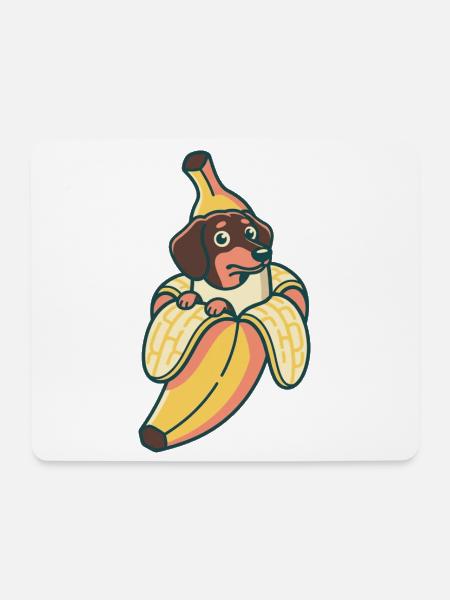 Dackel Banane - Mousepad (Querformat) - Weiß