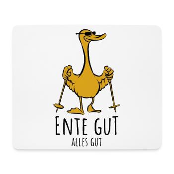 Ente gut alles gut | Stockente Nordic Walking - Mousepad (Querformat) - Weiß - Vorne