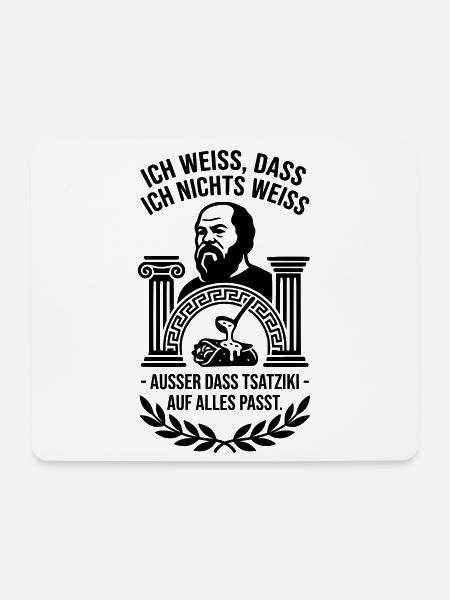 Ich weiß dass Tsatziki auf alles passt – Sokrates - Mousepad (Querformat) - Weiß
