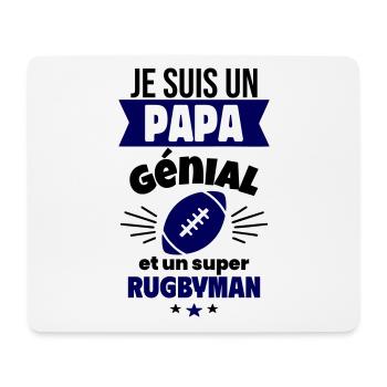 Papa génial & rugbyman – idée fête des pères - Tapis de souris (format paysage) - blanc - Devant