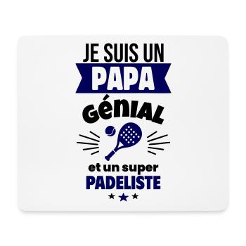 Papa génial & padéliste – idée fête des pères - Tapis de souris (format paysage) - blanc - Devant